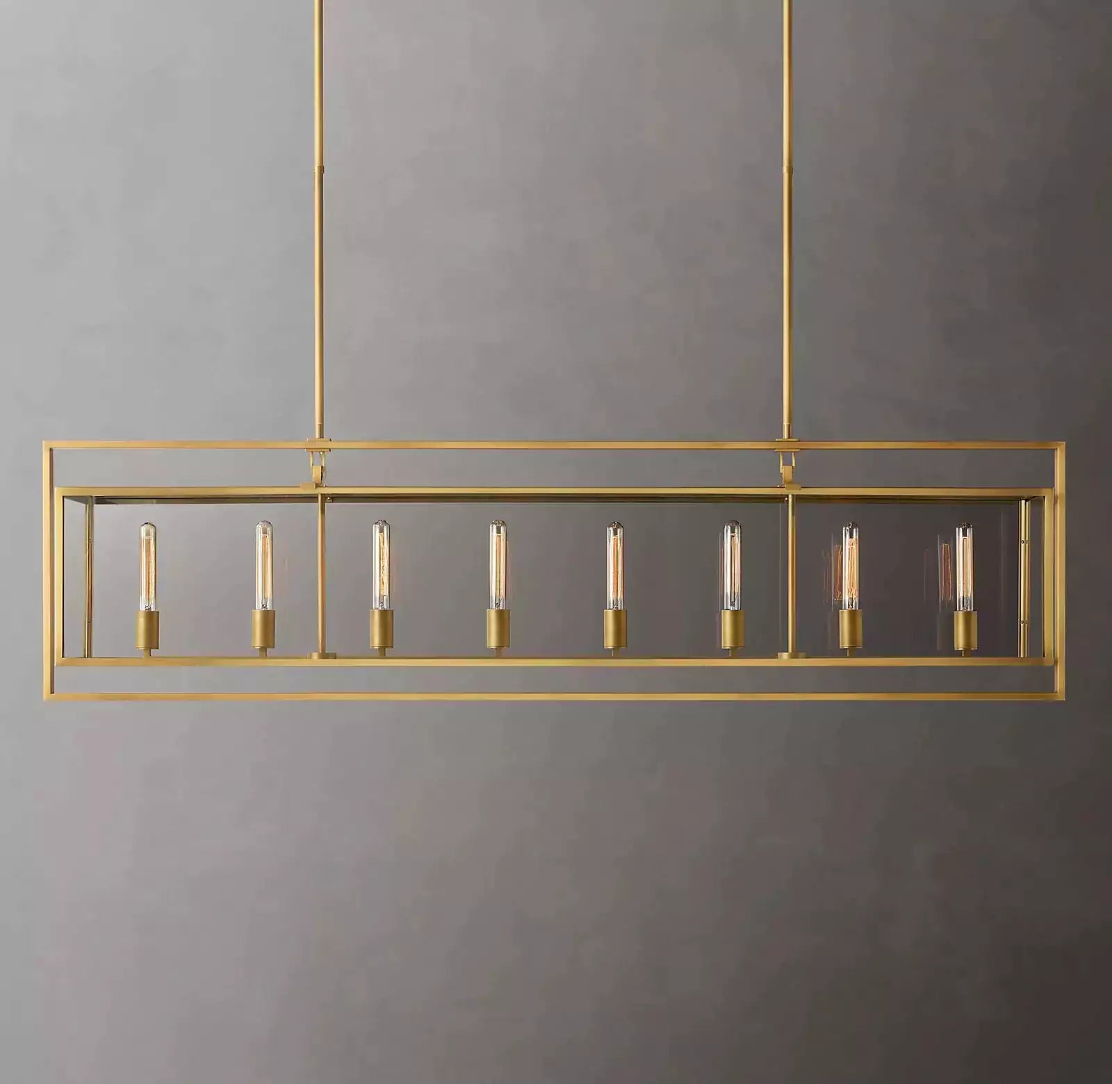 KL Becker Glass Lantern Rectangular Chandelier 72"