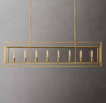 KL Becker Glass Lantern Rectangular Chandelier 72"