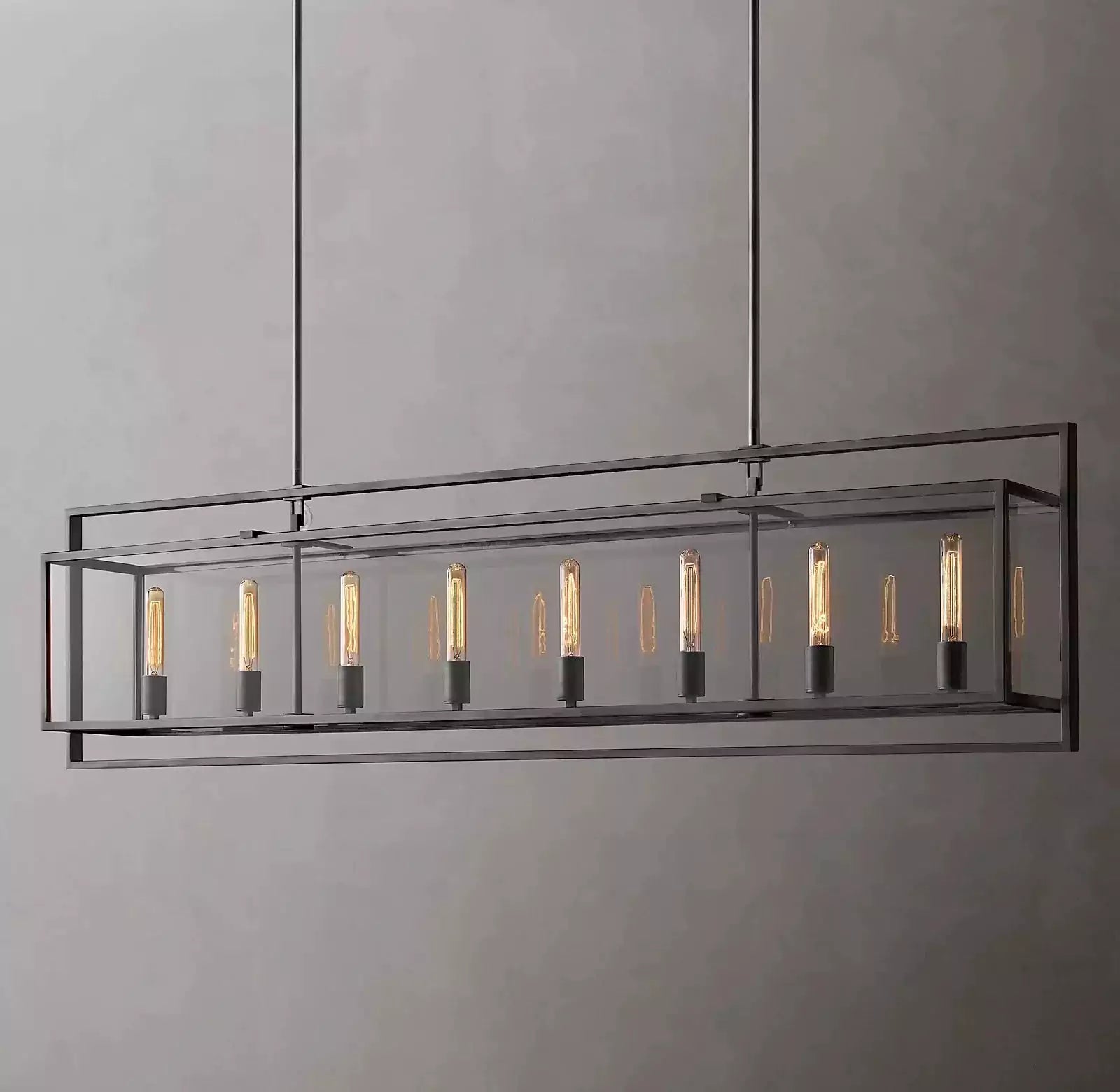 KL Becker Glass Lantern Rectangular Chandelier 72"