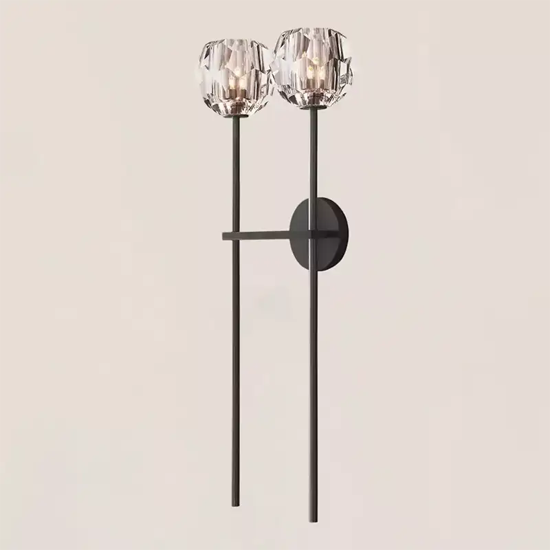 KL Bulla De Crystal Clear Glass Double Grand Wall Sconce