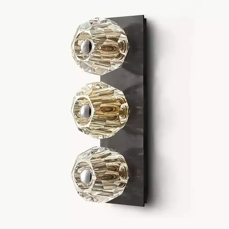 KL Bulla De Crystal Clear Glass Linear Short Wall Sconce