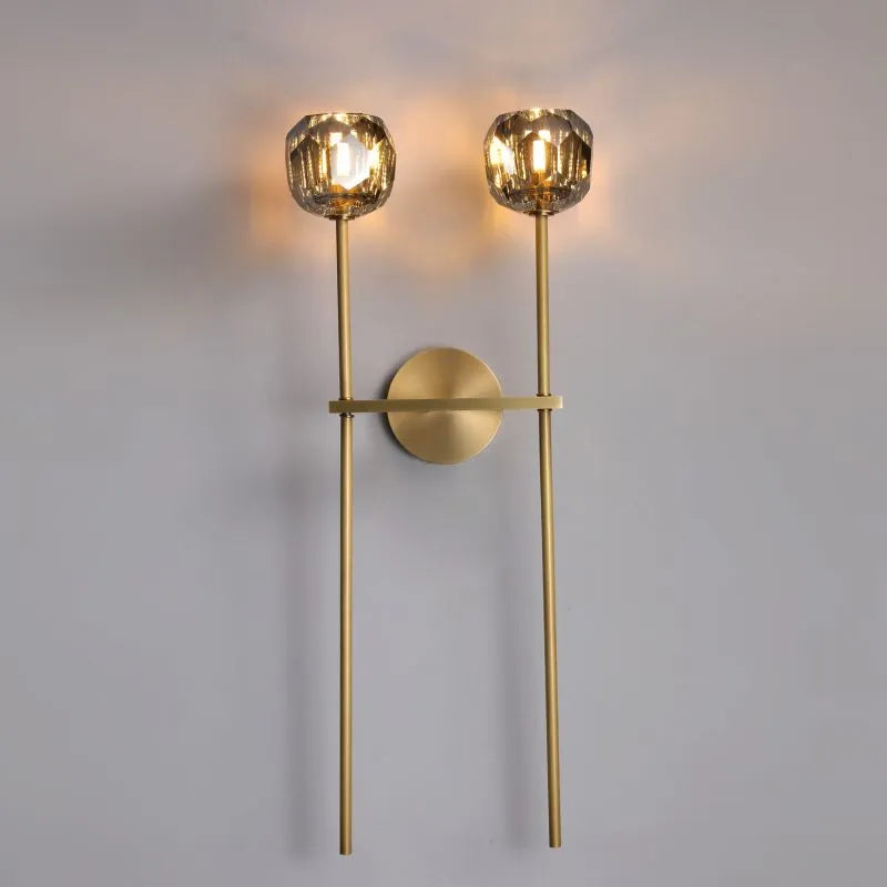 Boule Crystal Smoke Glass Double Grand Wall Sconce