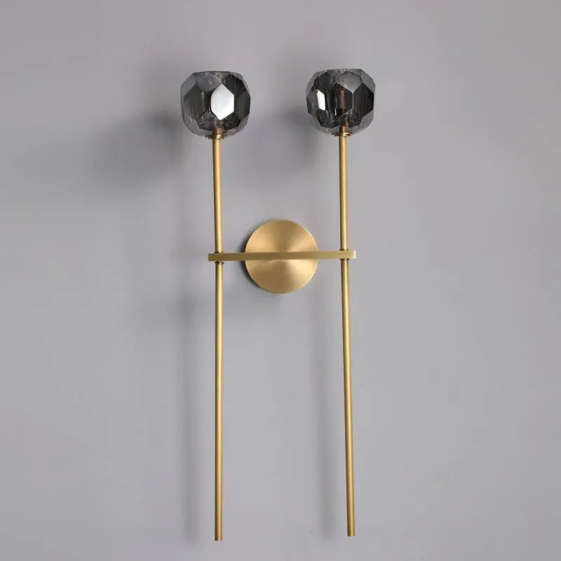 Boule Crystal Smoke Glass Double Grand Wall Sconce