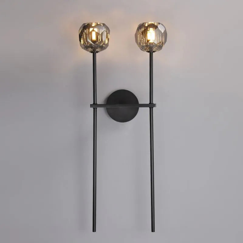 Boule Crystal Smoke Glass Double Grand Wall Sconce