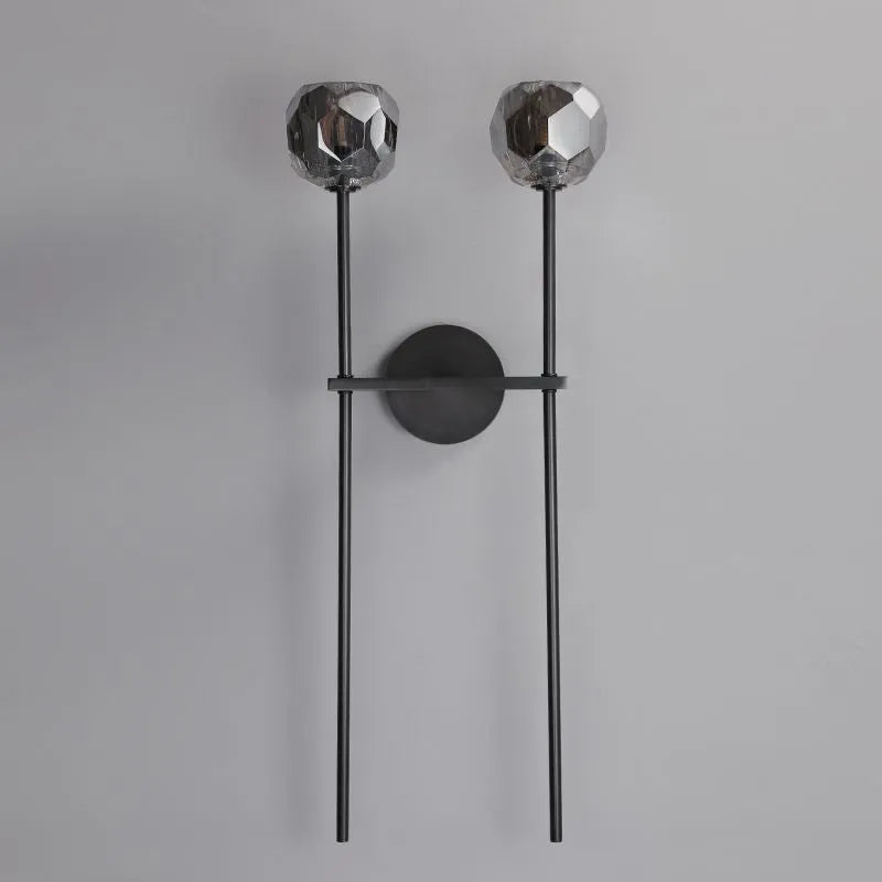 Boule Crystal Smoke Glass Double Grand Wall Sconce