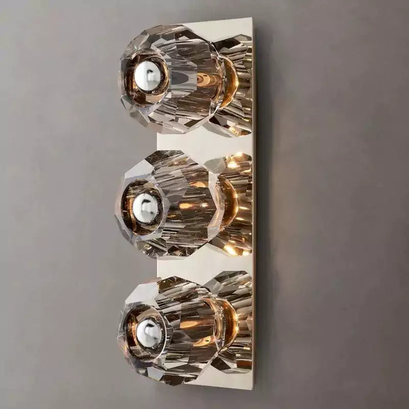 Boula Radiant Crystal Smoke Glass Linear Short Wall Sconce