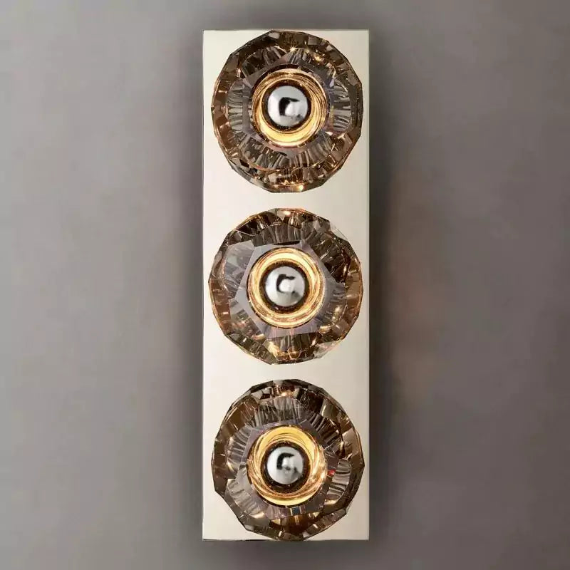Boula Radiant Crystal Smoke Glass Linear Short Wall Sconce