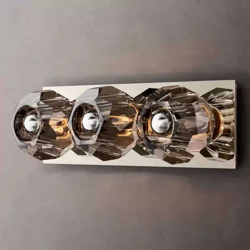 Boula Radiant Crystal Smoke Glass Linear Short Wall Sconce