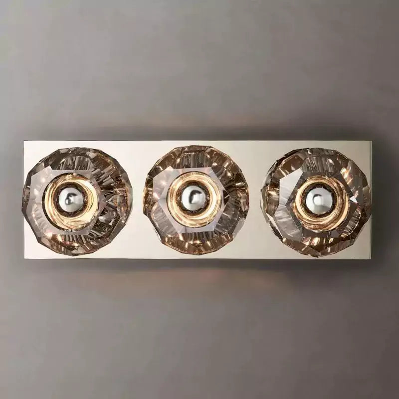 Boula Radiant Crystal Smoke Glass Linear Short Wall Sconce