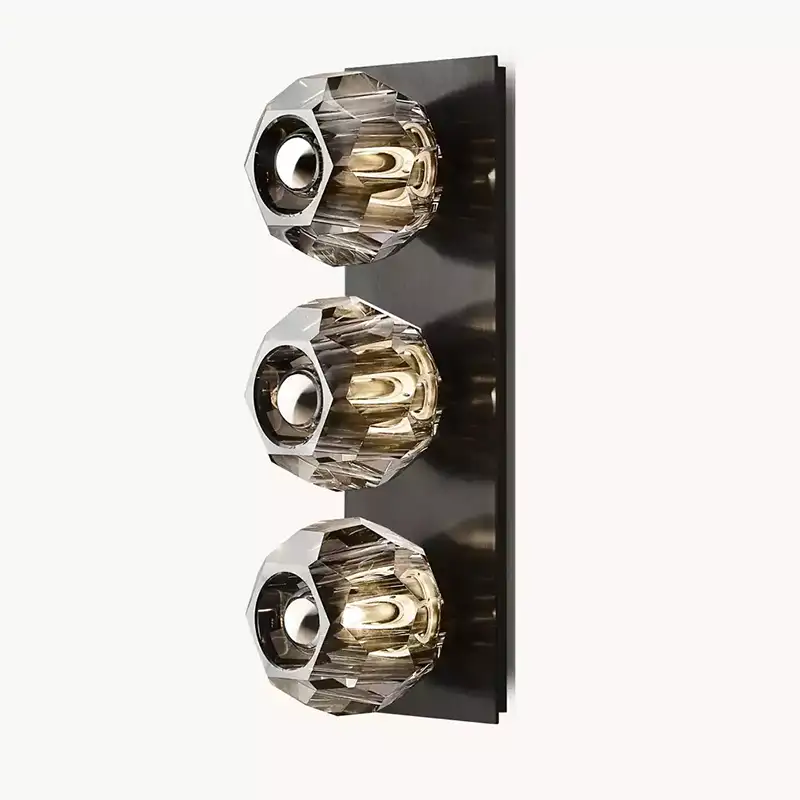 Boula Radiant Crystal Smoke Glass Linear Short Wall Sconce
