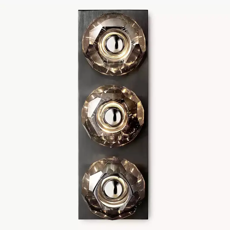 Boula Radiant Crystal Smoke Glass Linear Short Wall Sconce