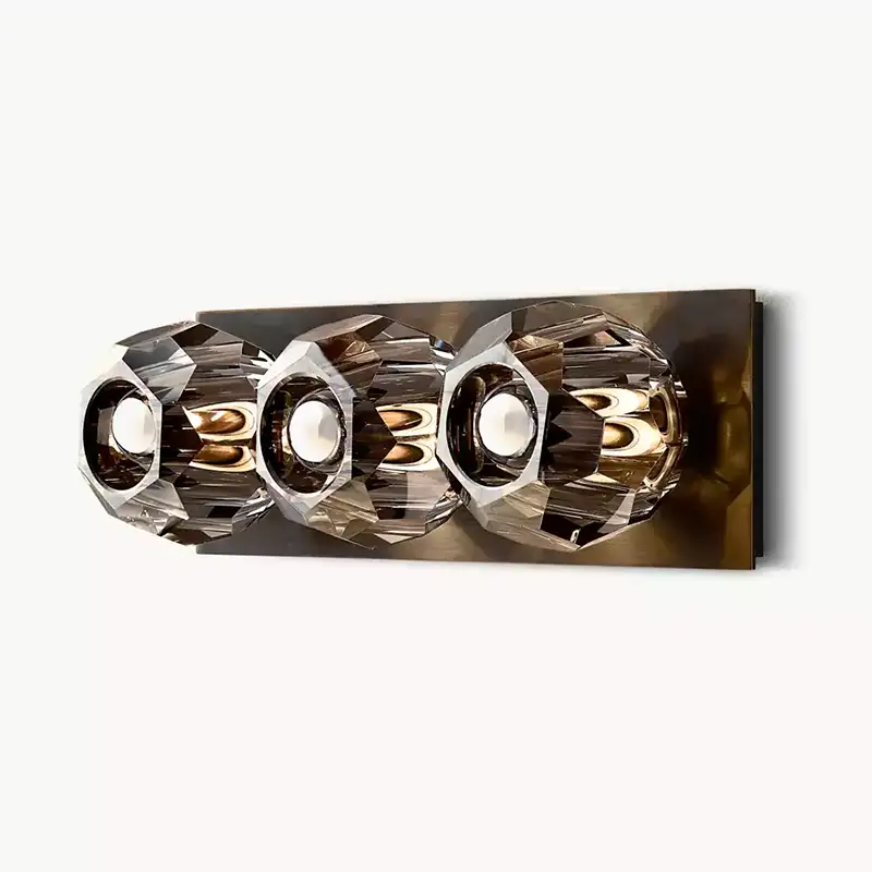 Boula Radiant Crystal Smoke Glass Linear Short Wall Sconce