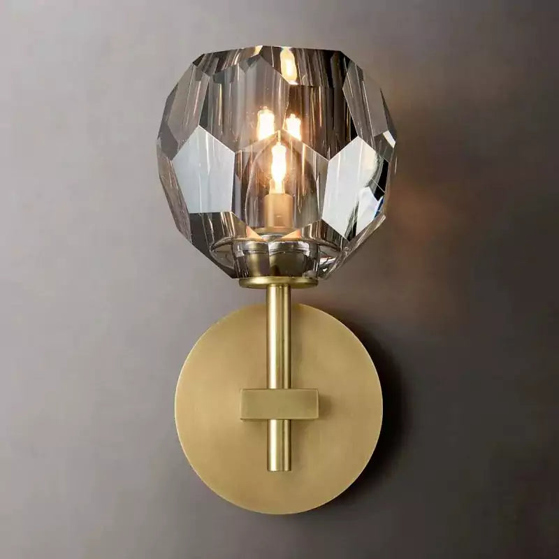KL Bulla De Crystal Smoke Glass Short Wall Sconce