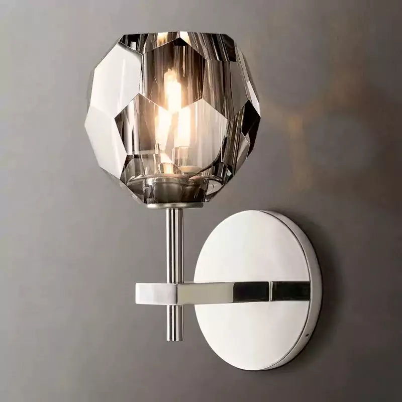 Boula Radiant Crystal Smoke Glass Short Wall Sconce