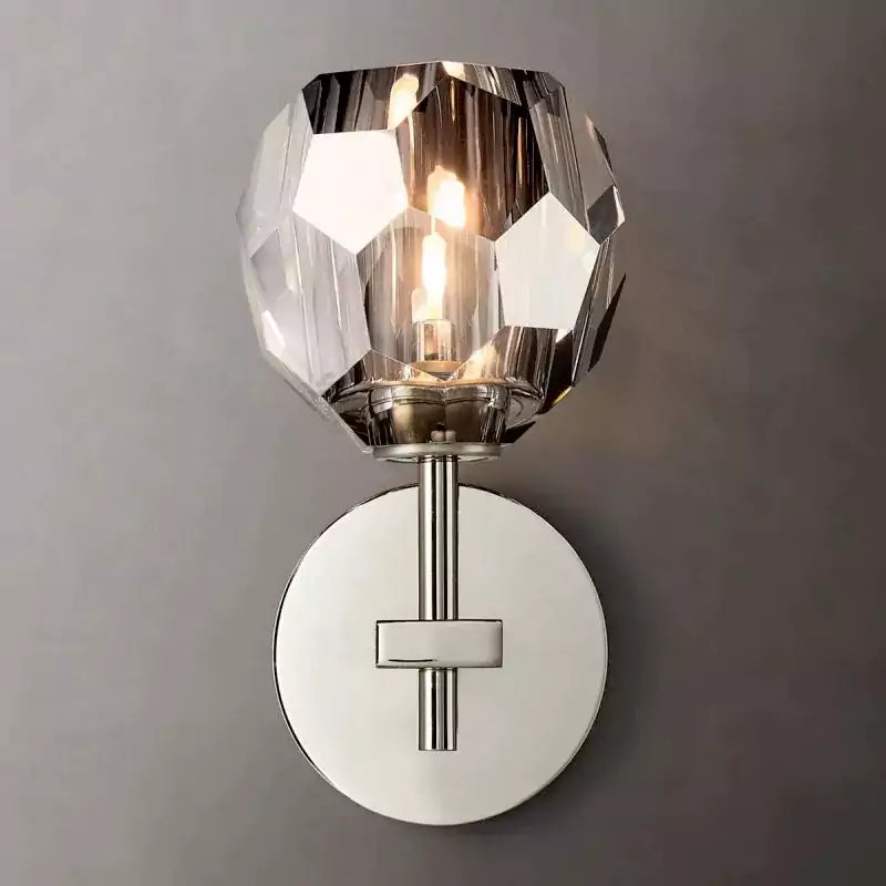 Boula Radiant Crystal Smoke Glass Short Wall Sconce