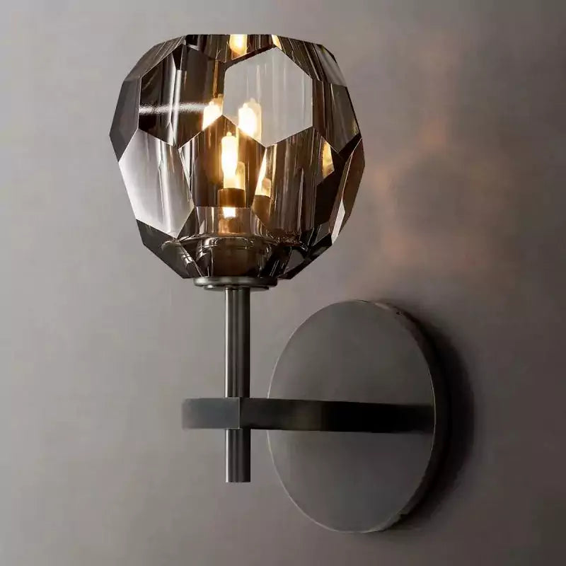 Boula Radiant Crystal Smoke Glass Short Wall Sconce