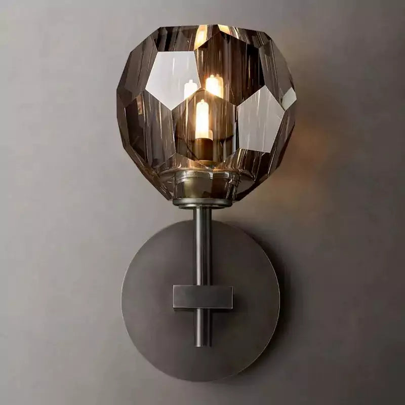 Boula Radiant Crystal Smoke Glass Short Wall Sconce