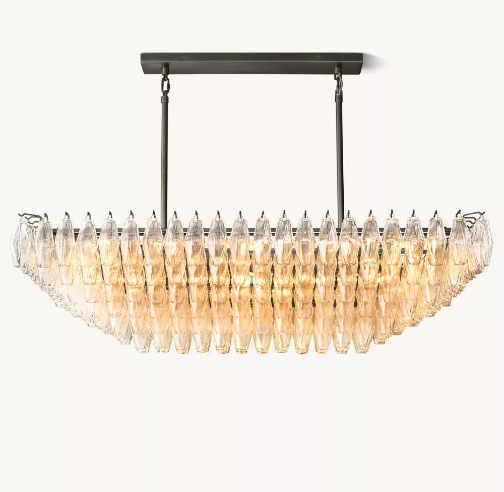 KL Chiaray Clear Glass Tiered Rectangular Chandelier 54"