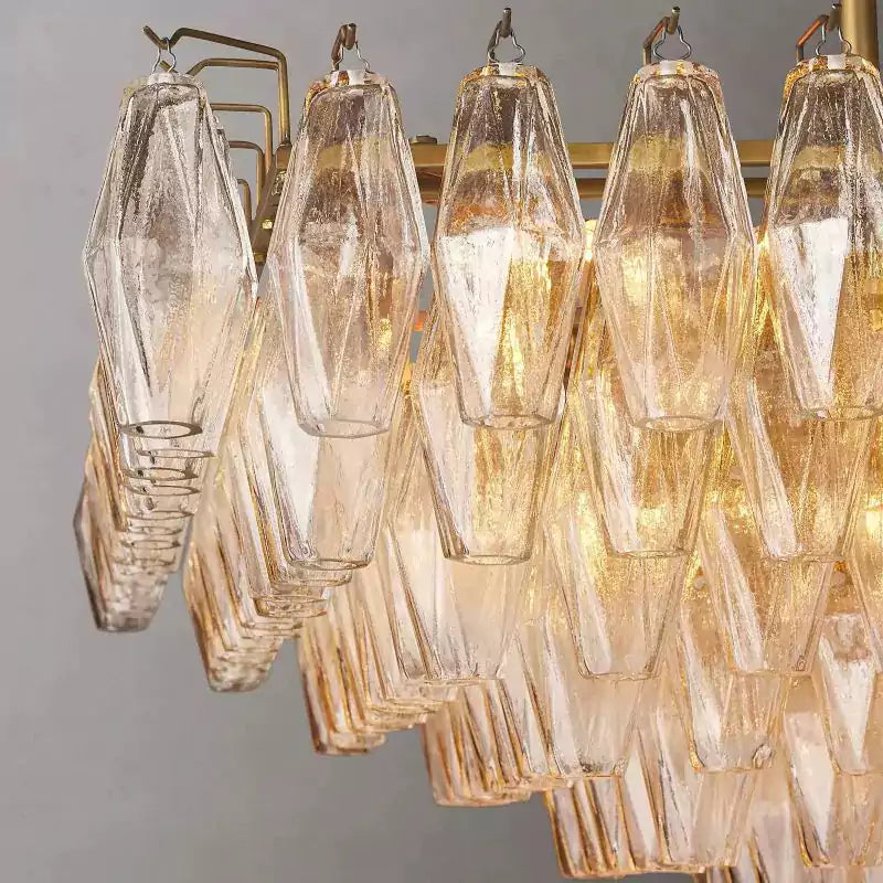 KL Chiaray Clear Glass Tiered Rectangular Chandelier 54"