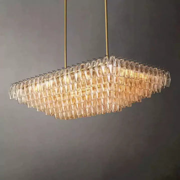 KL Chiaray Clear Glass Tiered Rectangular Chandelier 54"