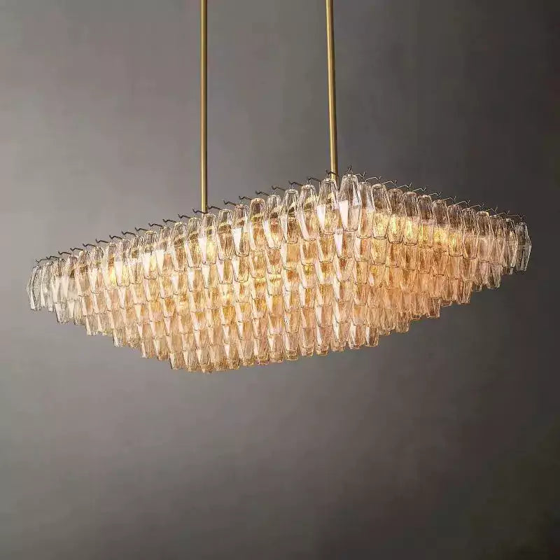 KL Chiaray Clear Glass Tiered Rectangular Chandelier 54"