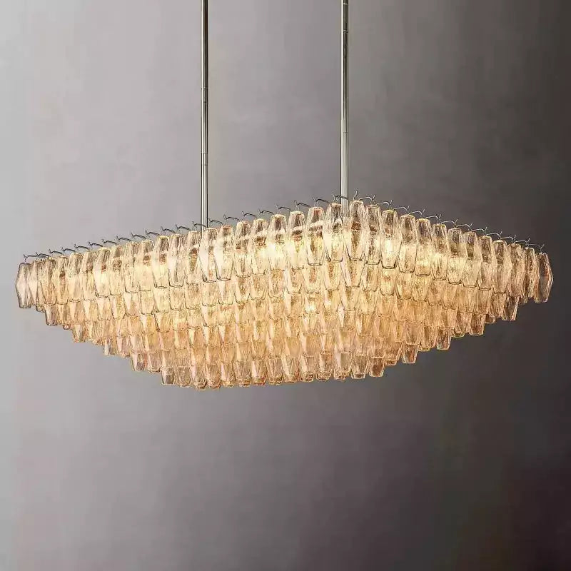 KL Chiaray Clear Glass Tiered Rectangular Chandelier 54"