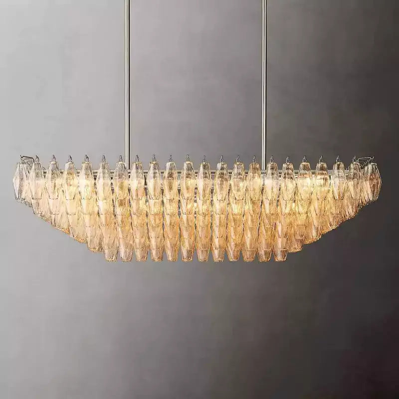 KL Chiaray Clear Glass Tiered Rectangular Chandelier 54"