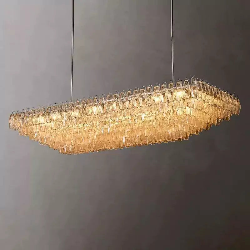 KL Chiaray Clear Glass Tiered Rectangular Chandelier 74"