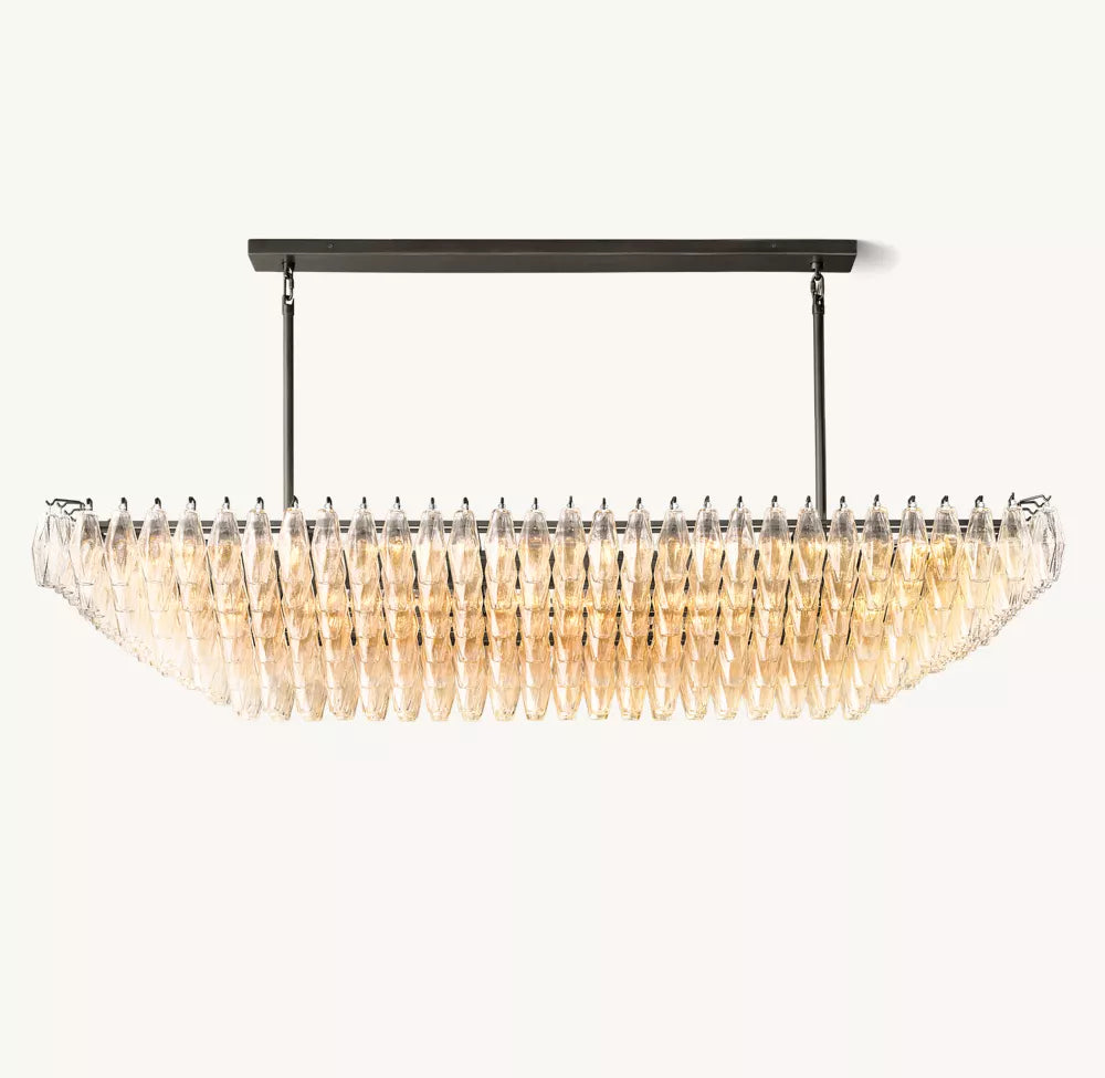 KL Chiaray Clear Glass Tiered Rectangular Chandelier 74"