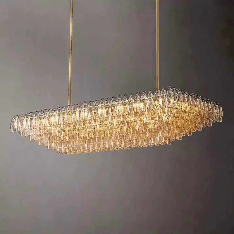 KL Chiaray Clear Glass Tiered Rectangular Chandelier 74"