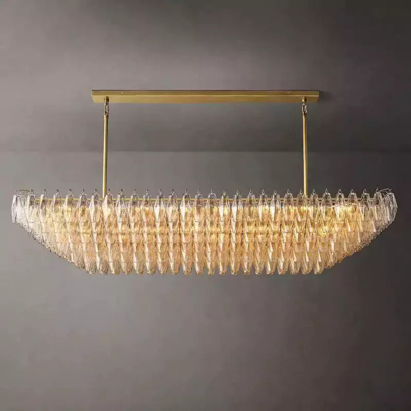 KL Chiaray Clear Glass Tiered Rectangular Chandelier 74"