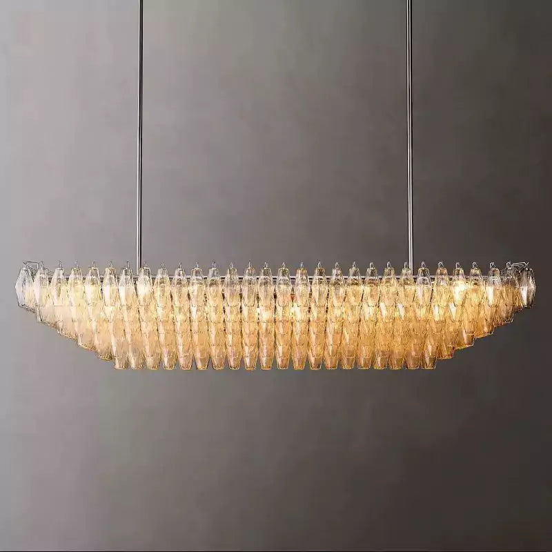 KL Chiaray Clear Glass Tiered Rectangular Chandelier 74"