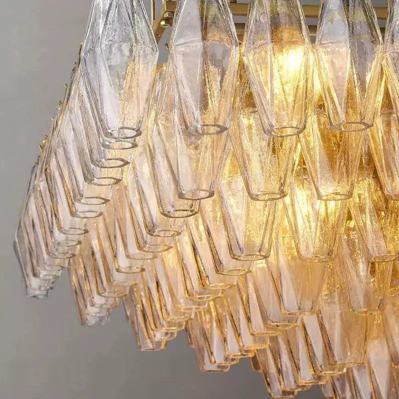 KL Chiaray Clear Glass Tiered Rectangular Chandelier 74"