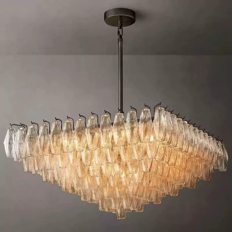 KL Chiaray Clear Glass Tiered Square Chandelier 32"