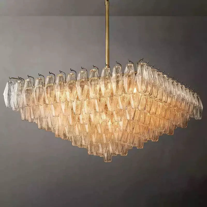 KL Chiaray Clear Glass Tiered Square Chandelier 32"