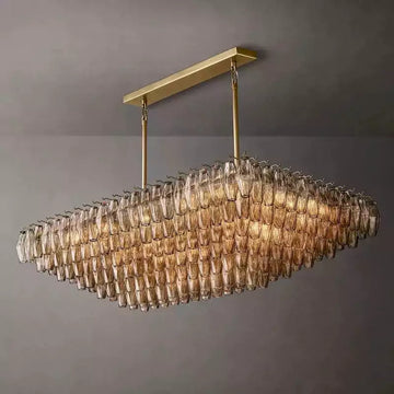 KL Chiaray Smoke Glass Tiered Rectangular Chandelier 54"