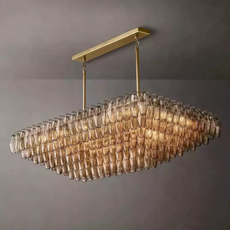 KL Chiaray Smoke Glass Tiered Rectangular Chandelier 54"