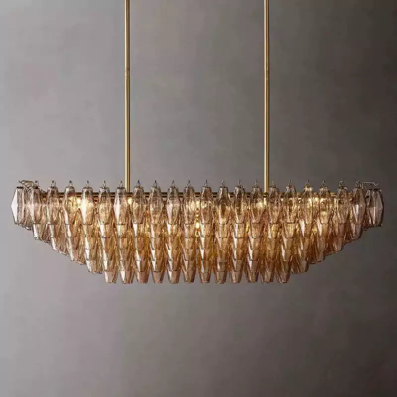 KL Chiaray Smoke Glass Tiered Rectangular Chandelier 54"