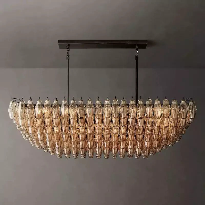 KL Chiaray Smoke Glass Tiered Rectangular Chandelier 54"