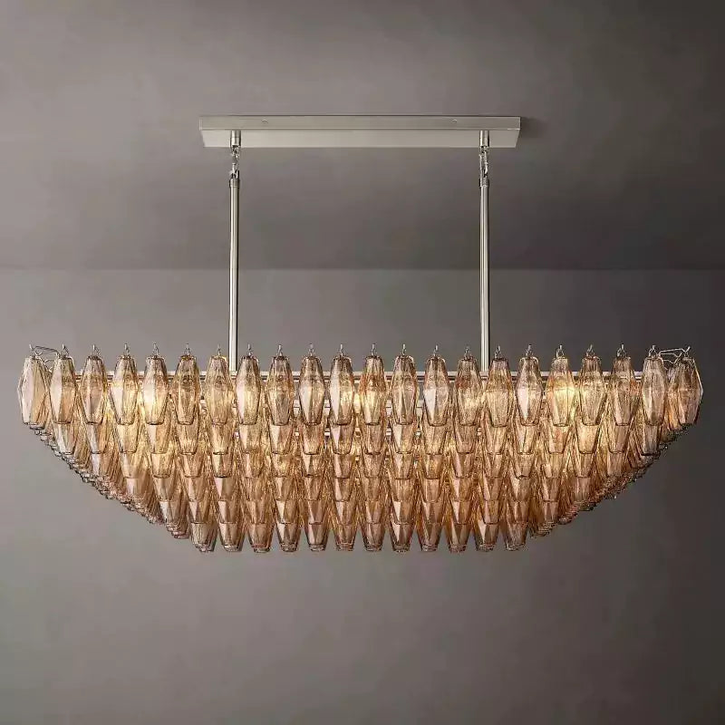 KL Chiaray Smoke Glass Tiered Rectangular Chandelier 54"
