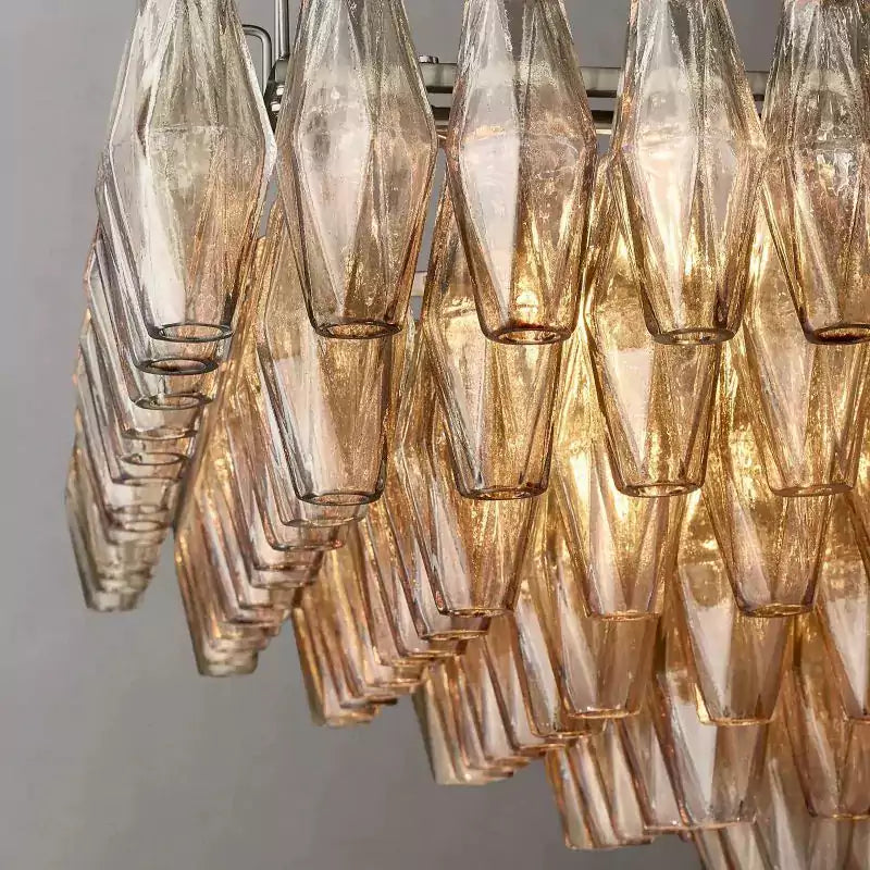 KL Chiaray Smoke Glass Tiered Rectangular Chandelier 54"