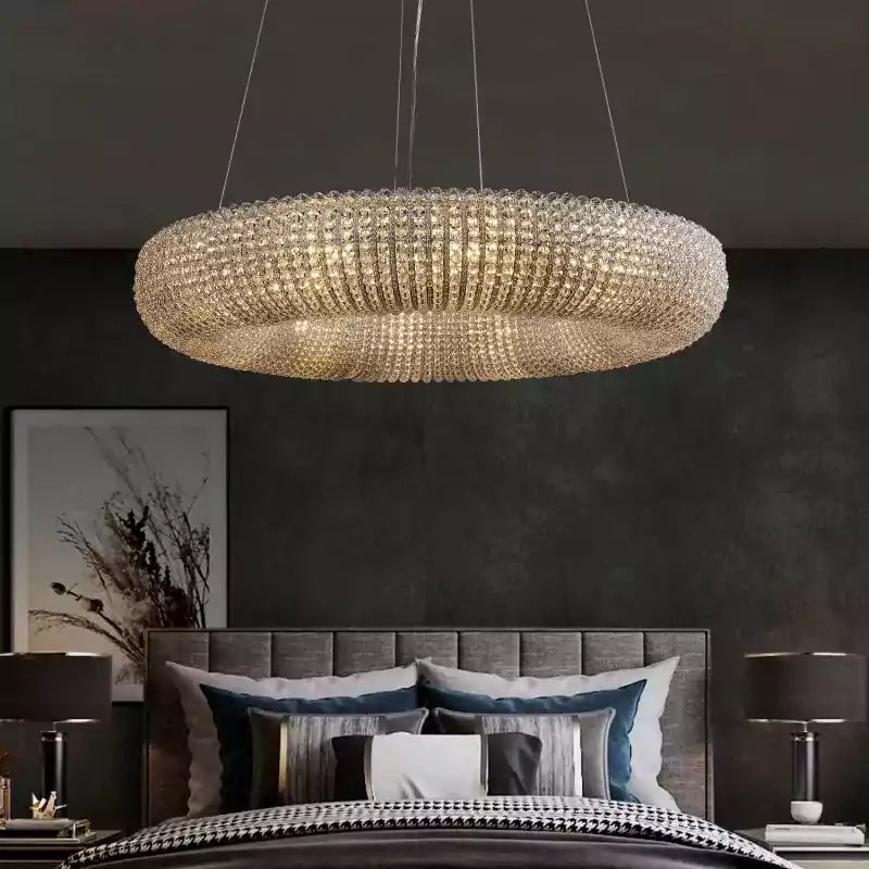 KL Cristal Halo Clear Round LED Chandelier 32"