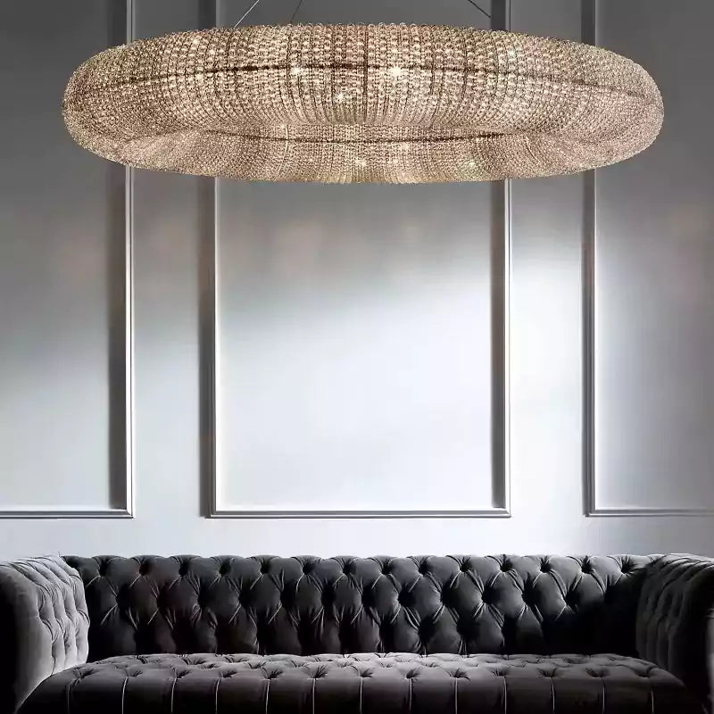 KL Cristal Halo Clear Round LED Chandelier 59"