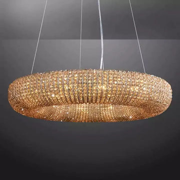 KL Cristal Halo Smoke Round LED Chandelier 32"
