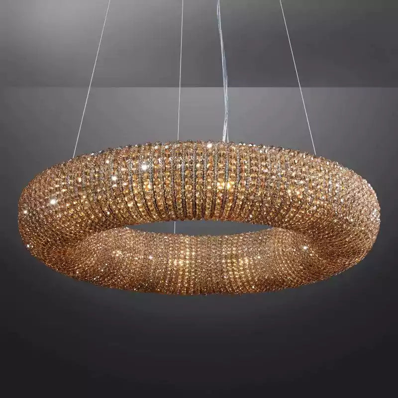 KL Cristal Halo Smoke Round LED Chandelier 32"