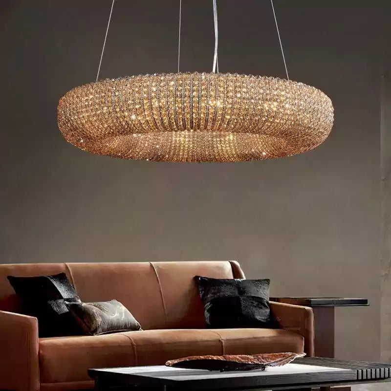 KL Cristal Halo Smoke Round LED Chandelier 32"