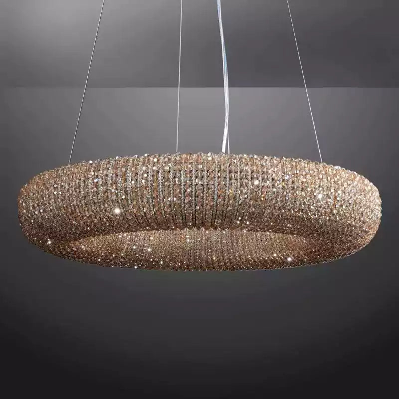 KL Cristal Halo Smoke Round LED Chandelier 32"