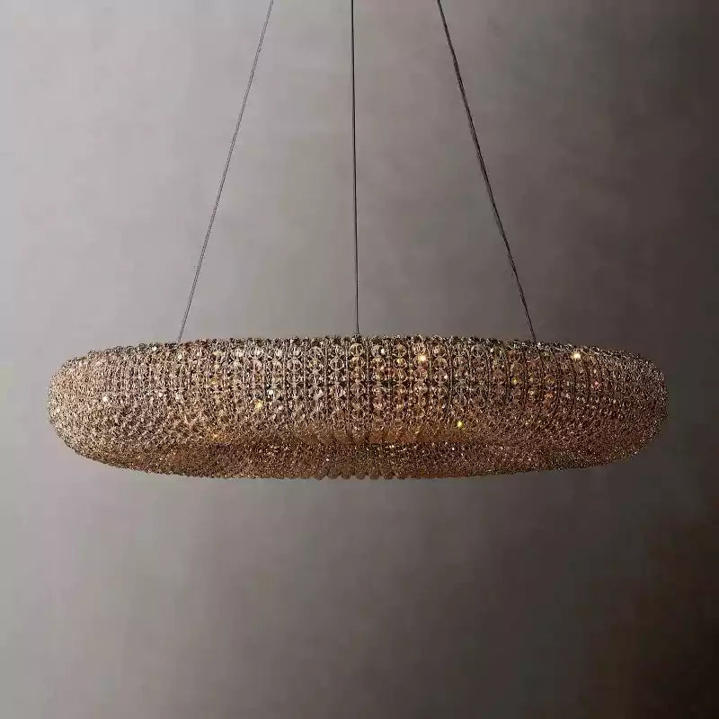 KL Cristal Halo Smoke Round LED Chandelier 32"