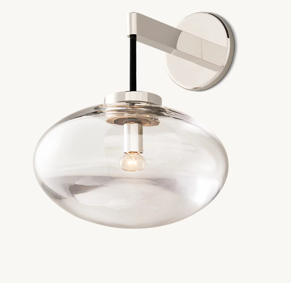 Clear Glass Globe Wall Sconce - Cabrettey