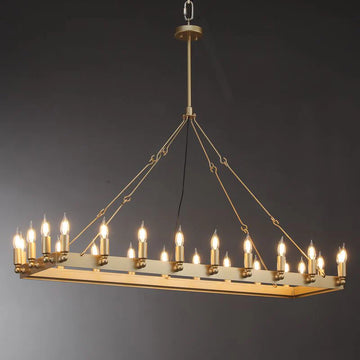 Caminoy Vintage Candelabra Rectangular Chandelier 41"